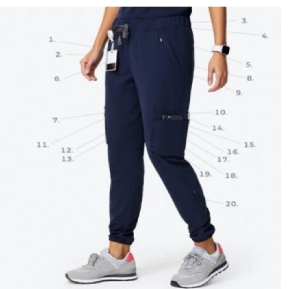 Excellent Figs Limited edition Navy Blue 20 pocket Scrub Joggers Small - Picture 7 of 15